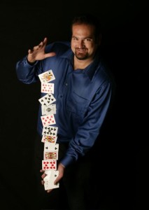 Kier Royale doing magic trick on cards
